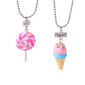 BFF Best Friends Halskette Set mit bunten Regenbogen-Lutscher und Eiscreme Anhängern