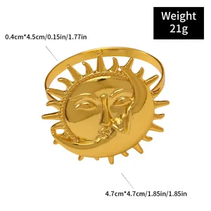Golden alloy sun and moon napkin ring with creative mythical design for table decor