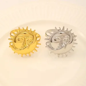 Celestial sun and moon design alloy napkin rings in gold and silver finish