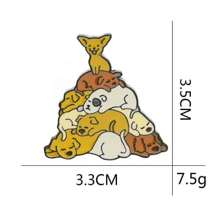 Spilla in smalto con cani impilati in lega, dimensioni 3,5 x 3,3 cm, peso leggero 7,5 g