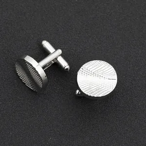 Classic silver round cufflinks with spiral texture for men wedding shirt accessories