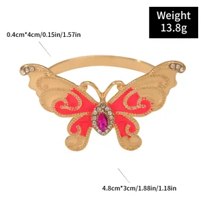 Dimensiones del servilletero de mariposa con esmalte rosa y cristales brillantes
