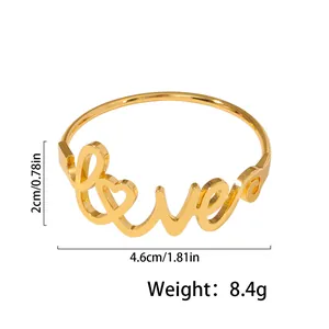Rond de serviette Love en métal doré avec cœur, taille 4,6cm x 2cm et poids 8,4g