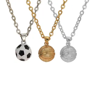 Set collana sportiva bambini con ciondoli calcio e basket in oro ed argento
