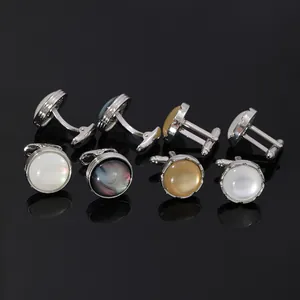 Gemelos de Aleación de Cristal Redondos de Moda para Hombre Mujer Estilo Francés Negocios Boda Joyería Regalo