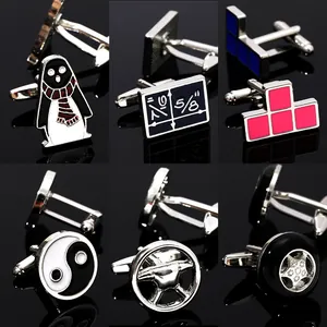 Gemelli in Lega Smaltata Creativi Pinguino Blocchi Geometrici Tai Chi Volante Automobilistico Accessori per Camicie Francesi da Uomo Gioielli Business Regalo