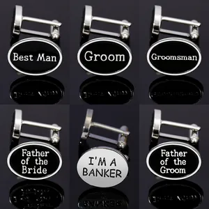 Gemelos de Negocios para Hombre Aleación Esmalte Letra Identidad Boda Traje Formal Accesorios de Camisa Novio Padrino Regalo