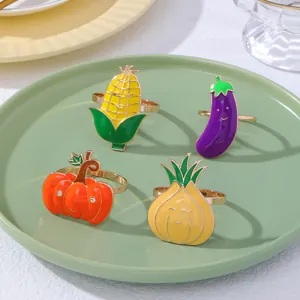 Set di portatovaglioli artigianali verdura con mais, melanzane, zucca e cipolla