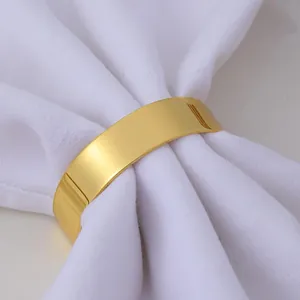 Modern gold semi-circle D-shaped napkin ring with a high-polished metallic mirror finish