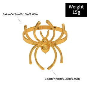 Détail du rond de serviette araignée dorée avec spécifications de taille et poids
