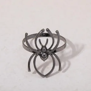 Rond de serviette en forme d'araignée noire en métal pour décoration de table de banquet