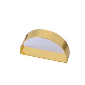 Modern semi-circle golden metal napkin ring with white acrylic surface for table setting