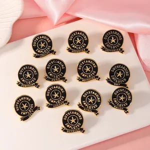 Outstanding Employee Award Brooch Pin Monthly Recognition Metal Badge Alloy Enamel Star Honor Lapel Pin For Company Staff Office Gift