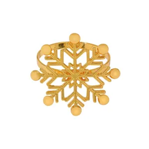 Golden snowflake napkin ring made of alloy for festive dining and table decorations