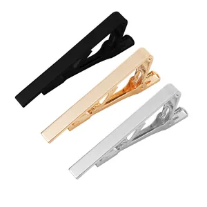 Lot de 3 pinces à cravate minimalistes en alliage, coloris noir, doré et argenté