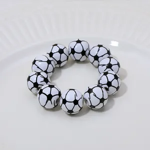 Perles de football noires et blanches pour bijoux DIY et décoration de table