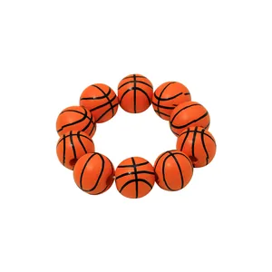 Bracelet de basket-ball fait main avec dix perles en résine orange pour les fans de sport