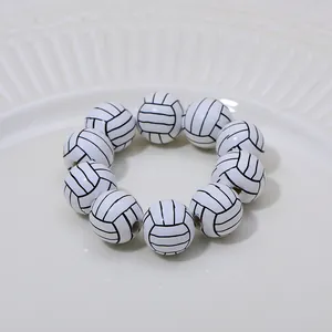 Lot de 10 ronds de serviette thème volley-ball blancs avec détails de lignes noires
