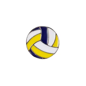 Rundes Volleyball-Emaille-Anstecknadel-Abzeichen mit blauen und gelben Farben