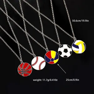 Lot de colliers de sport avec pendentifs de basket football et baseball pour amis