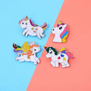 Cute Cartoon Unicorn Enamel Brooch Pin Rainbow Alloy Animal Badges For Backpack Clothing Accessories Gift For Women Kids