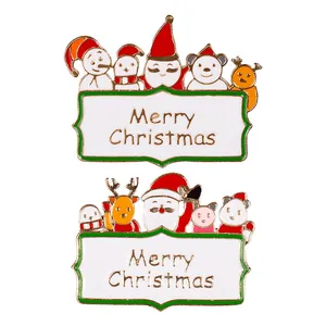 Broches de Noël en émail avec Père Noël et renne et signe Joyeux Noël