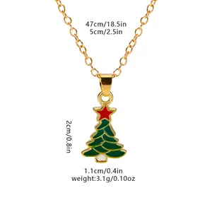 Close-up of enamel Christmas tree pendant with precise measurements and specifications