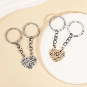 Moeder Dochter Hart Puzzel Sleutelhanger Legering Splitsen Hart Sleutelring Hanger Moederdag Verjaardag Sieraden Cadeau Voor Dames