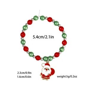 Christmas beaded wine glass ring with Santa charm and dimensions 5.4cm diameter