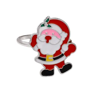 Christmas Santa Claus napkin ring with colorful enamel finish for festive table setting