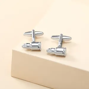 Men Business Bullet Shape Cufflinks Silver Alloy Polished French Shirt Sleeve Studs Fashion Wedding Suit Accessories