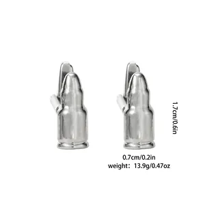 Detailed view showing dimensions and weight of silver bullet cufflinks for men