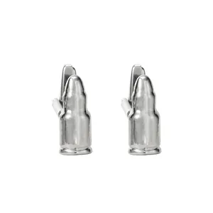 Polished silver-tone bullet cufflinks for men's business shirts and formal suits
