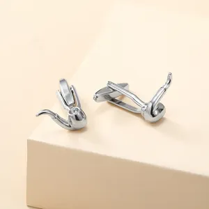 Silver pipe-shaped cufflinks for men, professional suit accessories in high-gloss finish
