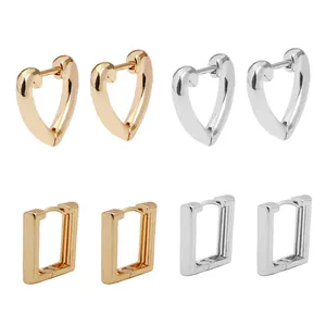 Minimalistische Herz- und rechteckige Creolen in Gold- und Silberfarben für Damen