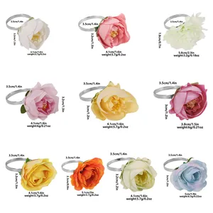 Guía de tallas detallada y especificaciones de peso para varios servilleteros de flores