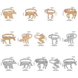 Rejilla detallada de servilleteros metálicos de animales en colores oro y plata