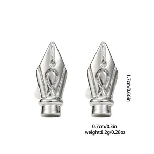 Gemelli per camicia a forma di pennino in argento con indicazione di misure e peso
