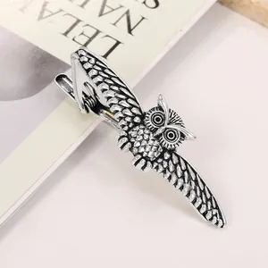 Men's Vintage Alloy Animal Tie Clip Owl Fish Design Antiqued Silver Finish Business Shirt Necktie Accessories Gift