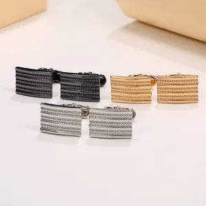 Gemelli da Polso Quadrati a Righe in Lega per Camicia Francese Moda Business Ufficio Banchetto Gioielli Accessori