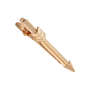 Polished gold arrow-shaped necktie clip for men in professional business attire