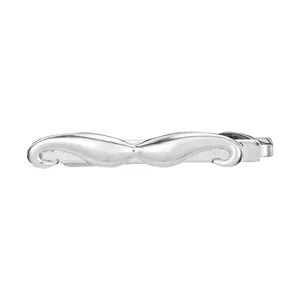 Pince à cravate polie en métal argenté en forme de moustache pour hommes de style pro