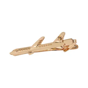 Polished gold aircraft shaped tie clip for men's business suit accessories