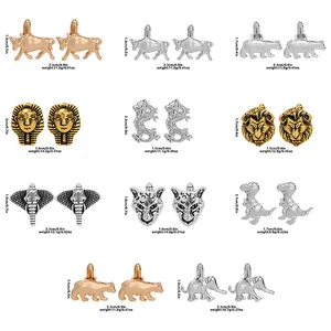 Business french cufflinks collection featuring animal designs like lions and elephants