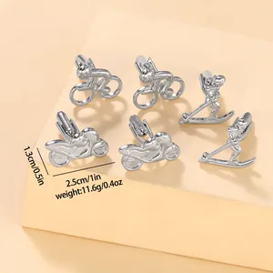 Gemelli da polso sportivi in argento con design ciclismo sci e motociclismo