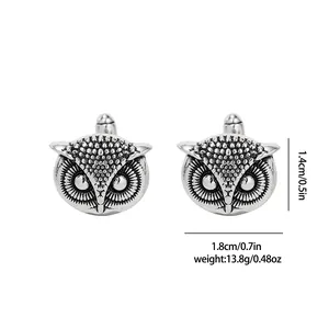 Detailed macro view of owl cufflink dimensions and weight 13.8g for business shirts