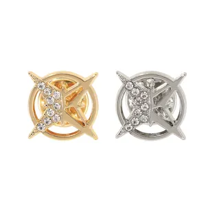 Elegante goldene und silberne Sternbroschen für Herrenanzüge mit funkelnden Strasssteinen