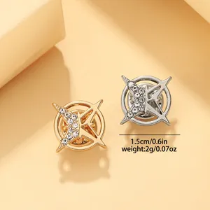 Unisex Hexagramm Stern Reversnadel Brosche Mit Strass Geometrisches Legierungsabzeichen Für Anzug Hemdkragen Modeaccessoire