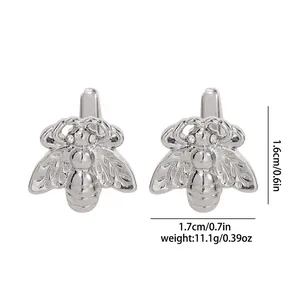 Specifiche dettagliate delle dimensioni per i gemelli a forma di ape in argento e strass