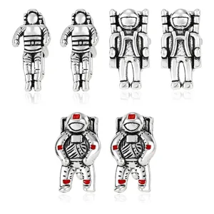 Business men's cufflinks featuring detailed astronaut shapes in antique silver finish